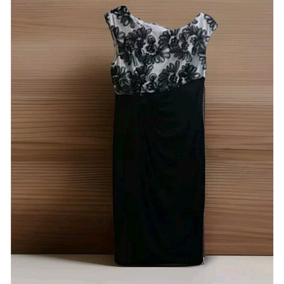 Connected Apperal Misses Sz 10 Ruched Black/White Cocktail Dress Prom Formal - Picture 1 of 4